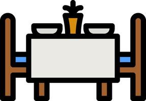 A table with two chairs and a plate vector