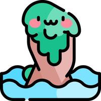 A green slime monster floating in the water vector