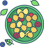 A plate with pasta and tomatoes on it vector