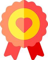 A red and yellow ribbon with a heart in the center vector