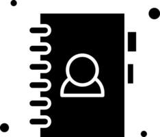 A black and white icon of a person in a notebook vector