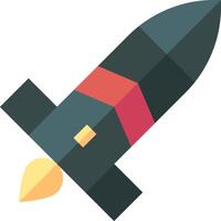 A flat icon of a rocket with a red and yellow stripe vector