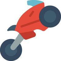 A red motorcycle is flying in the air vector