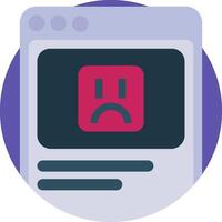 A computer screen with a sad face on it vector