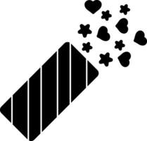 A black and white icon of a candy bar with hearts vector