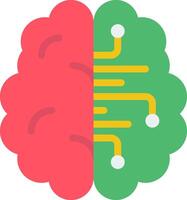 Two brain images with a circuit board in the middle vector