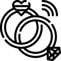 A black and white image of two rings with a heart vector