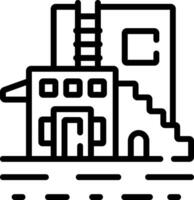 A black and white line drawing of a building vector