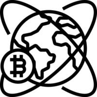 Bitcoin logo with a globe and a bitcoin vector