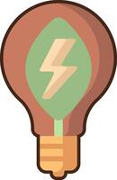 Light bulb with a green leaf and a lightning bolt vector