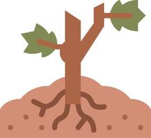 A tree with roots and leaves on it vector