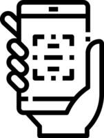 A hand holding a tablet with a qr code on it vector