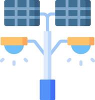 A solar powered light pole with two solar panels vector