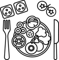 Plate with food and utensils vector