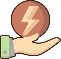 Hand holding a lightning bolt icon on a white background vector