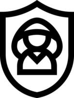 A black and white shield with a person in the middle vector