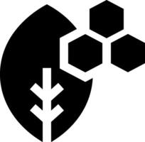A black and white logo with a leaf and a hexagon vector
