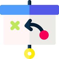 A white board with a red and blue arrow pointing to it vector