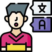 A man with a speech bubble with chinese characters vector
