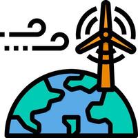 A globe with a wind turbine on it vector