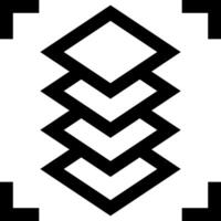 A black and white logo with three stacked squares vector