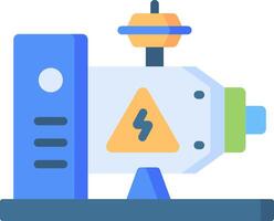 A blue and white machine with a yellow triangle on it vector