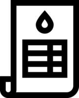 A black and white icon of a document with a drop of water vector
