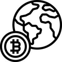 Bitcoin world globe icon vector