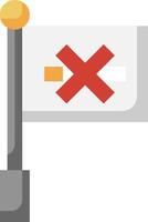 A flag with an x on it and a yellow pole vector