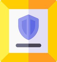 A yellow and orange square with a shield icon vector