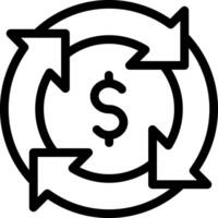 A circle with arrows pointing to a dollar sign vector