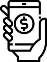 A hand holding a smartphone with a dollar sign on it vector
