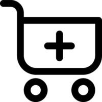 A shopping cart with a plus sign on it vector
