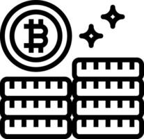 Bitcoin icon with stacks of coins and a bitcoin symbol vector
