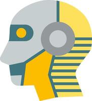 A robot head with a yellow and gray color scheme vector