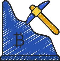 Bitcoin mining hammer icon illustration vector