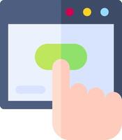 A hand pressing a button on a computer screen vector