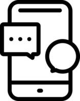 A black and white image of a phone with a speech bubble vector