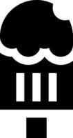 A black and white icon of a building with a cloud vector