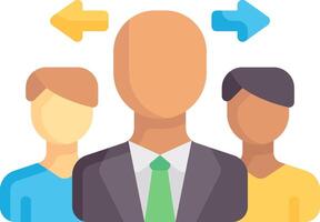 A group of people with arrows pointing to them vector