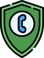 A green shield with a phone icon on it vector