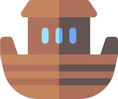 A wooden boat with blue and brown stripes vector