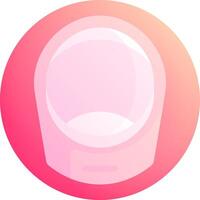 A pink and white icon of a round object vector