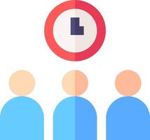 A group of people standing around a clock vector