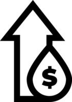 A dollar sign and an arrow pointing upward vector