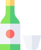 A bottle of sake and a cup of sake vector