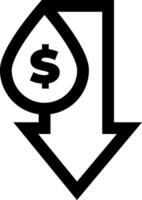A dollar sign in an arrow pointing down vector