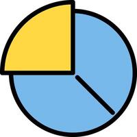 A pie chart icon with a yellow and blue section vector