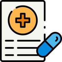 A pill and a paper with a cross on it vector