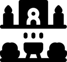 A black and white icon of a table with candles vector